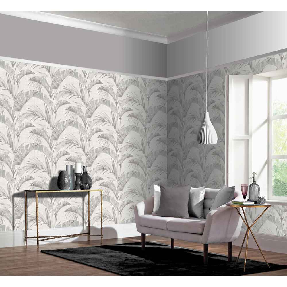 Arthouse Wallpaper Banana Palm Chalk Grey Image 2