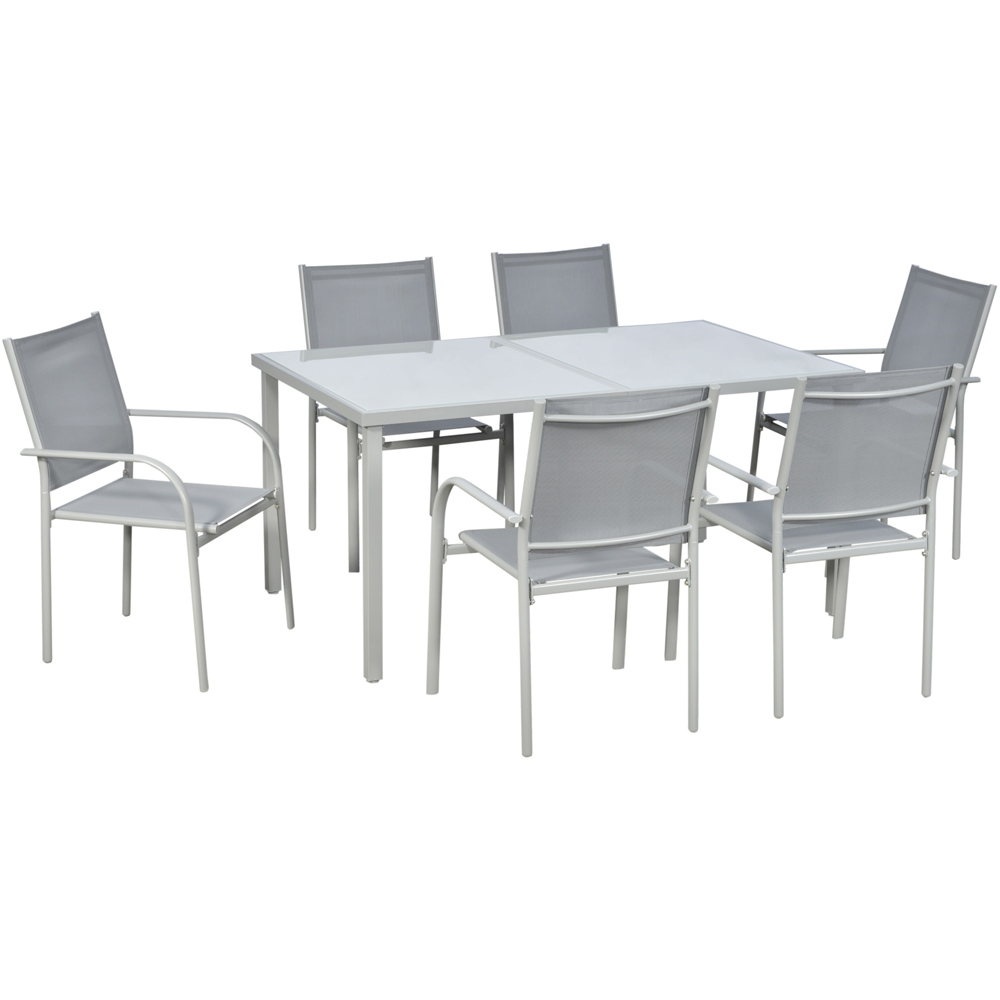 Outsunny 6 Seater Steel Garden Dining Set Grey Image 2