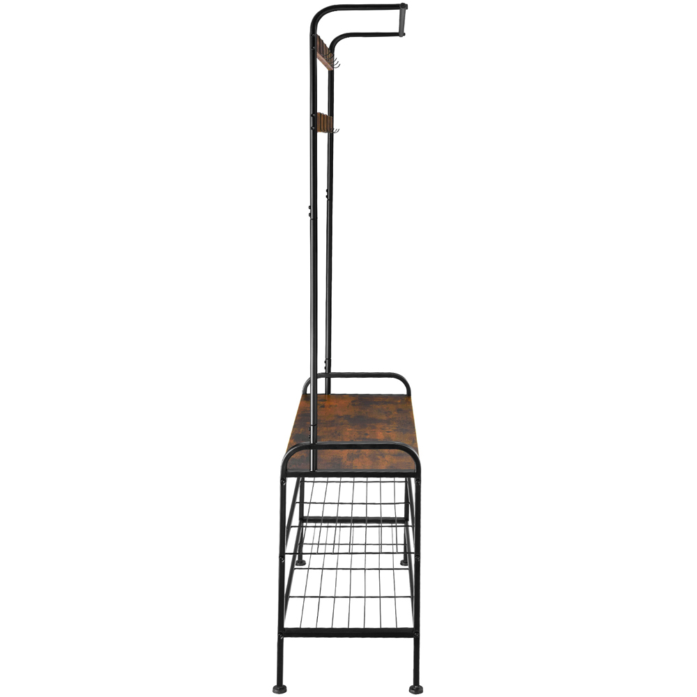 tectake Wichita 2 Shelf 9 Hook Dark Wood Coat and Shoe Rack Image 3