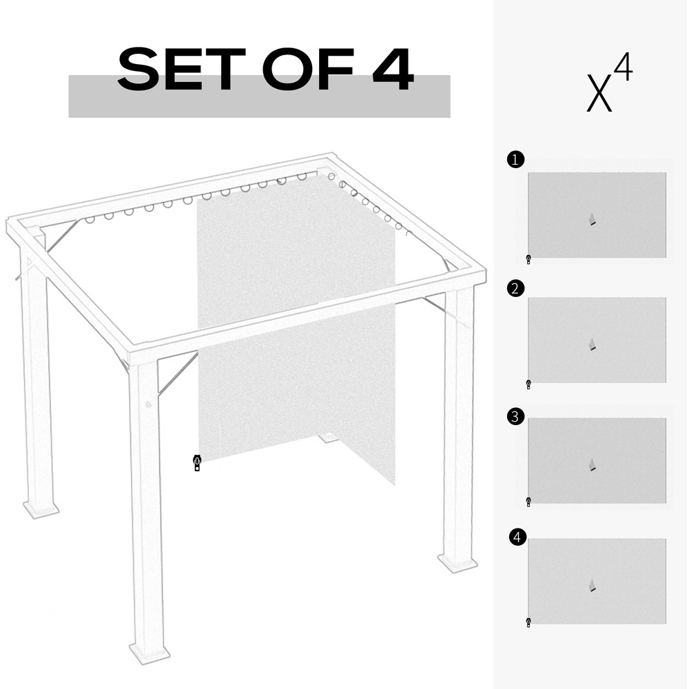 Outsunny 3 x 4m Light Grey Universal Gazebo Replacement Sidewall 4 Pack Image 4