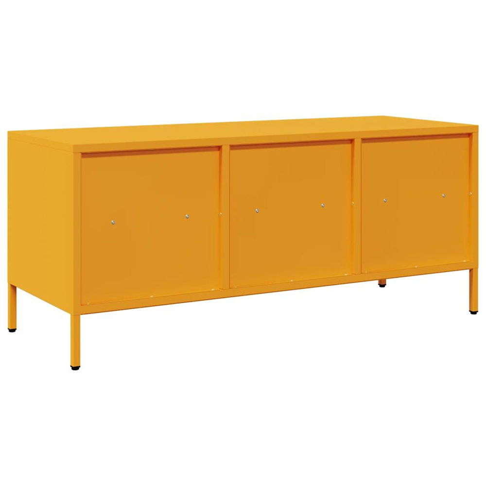 vidaXL 3 Drawer 3 Shelf Mustard Yellow Cold-Rolled Steel TV Cabinet Image 5