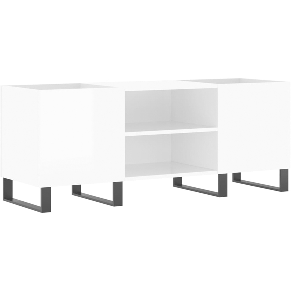 vidaXL 2 Shelf High Gloss White Record Cabinet Image 2
