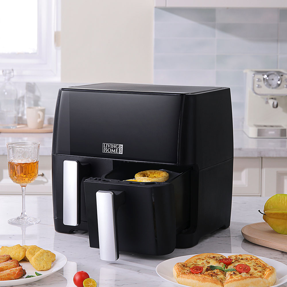Living and Home 8L Black Dual Basket Air Fryer with Touch Screen Image 8