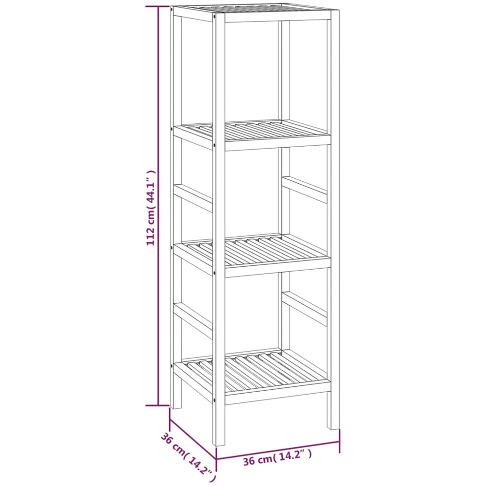vidaXL 3 Shelf Solid Walnut Wood Slatted Bathroom Storage Unit Image 7