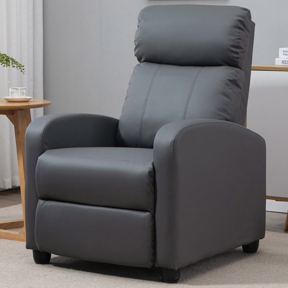 Portland Grey PU Leather Massage Recliner Chair with Remote Image 1