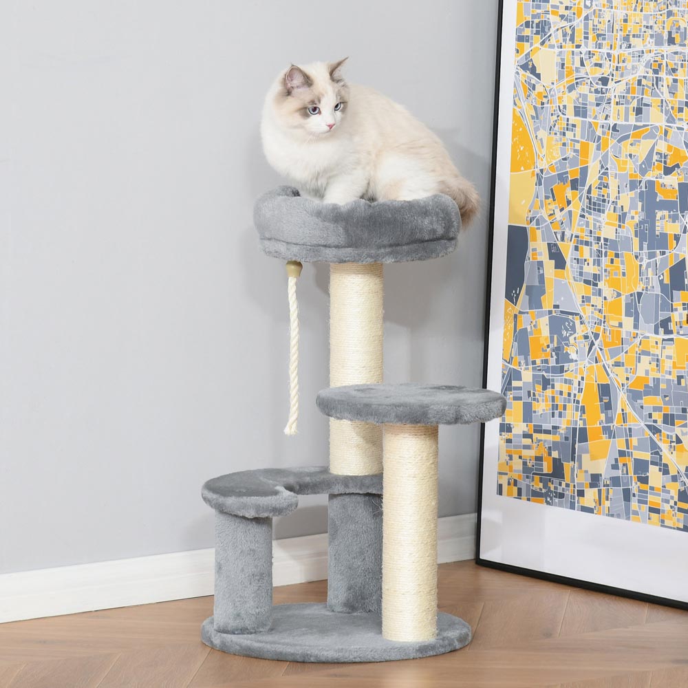 Pawhut Cat Tree Kitty Scratcher Grey 65cm Image 3