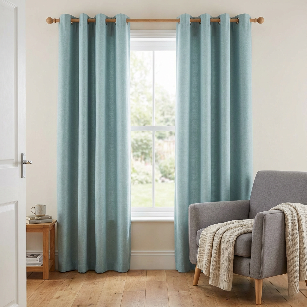 Taylor Blackout Eyelet Curtains - Duck Egg / 229cm Image 5