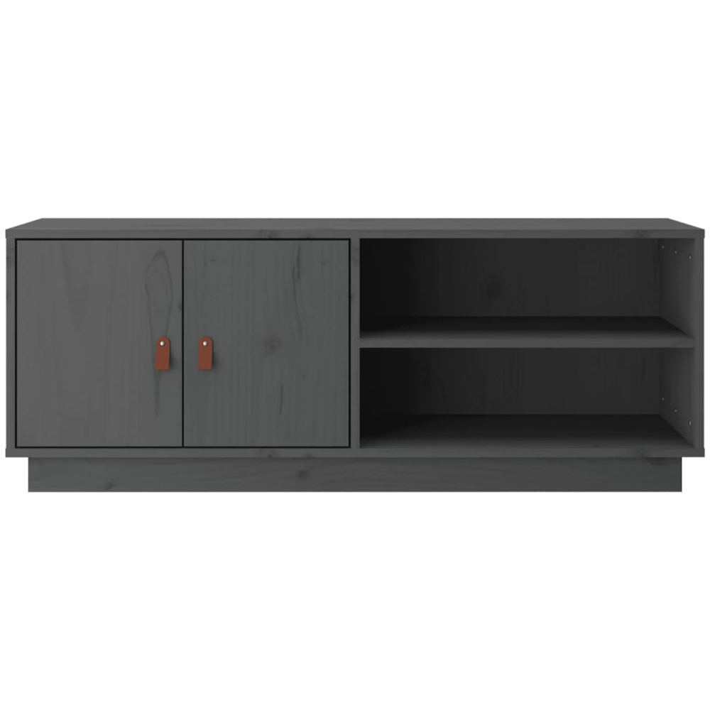 vidaXL 2 Door 2 Shelf Grey Solid Pine Wood TV Cabinet Image 5