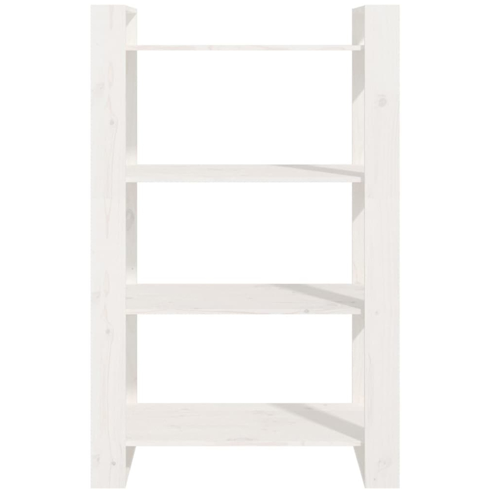 vidaXL 4 Shelf White Solid Pine Wood Bookcase Image 5