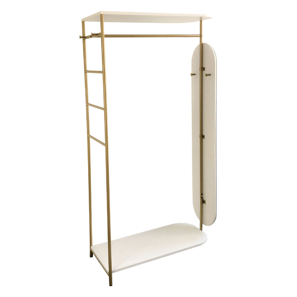 Living and Home Modern Metal Clothes Rail with Mirror Image 1
