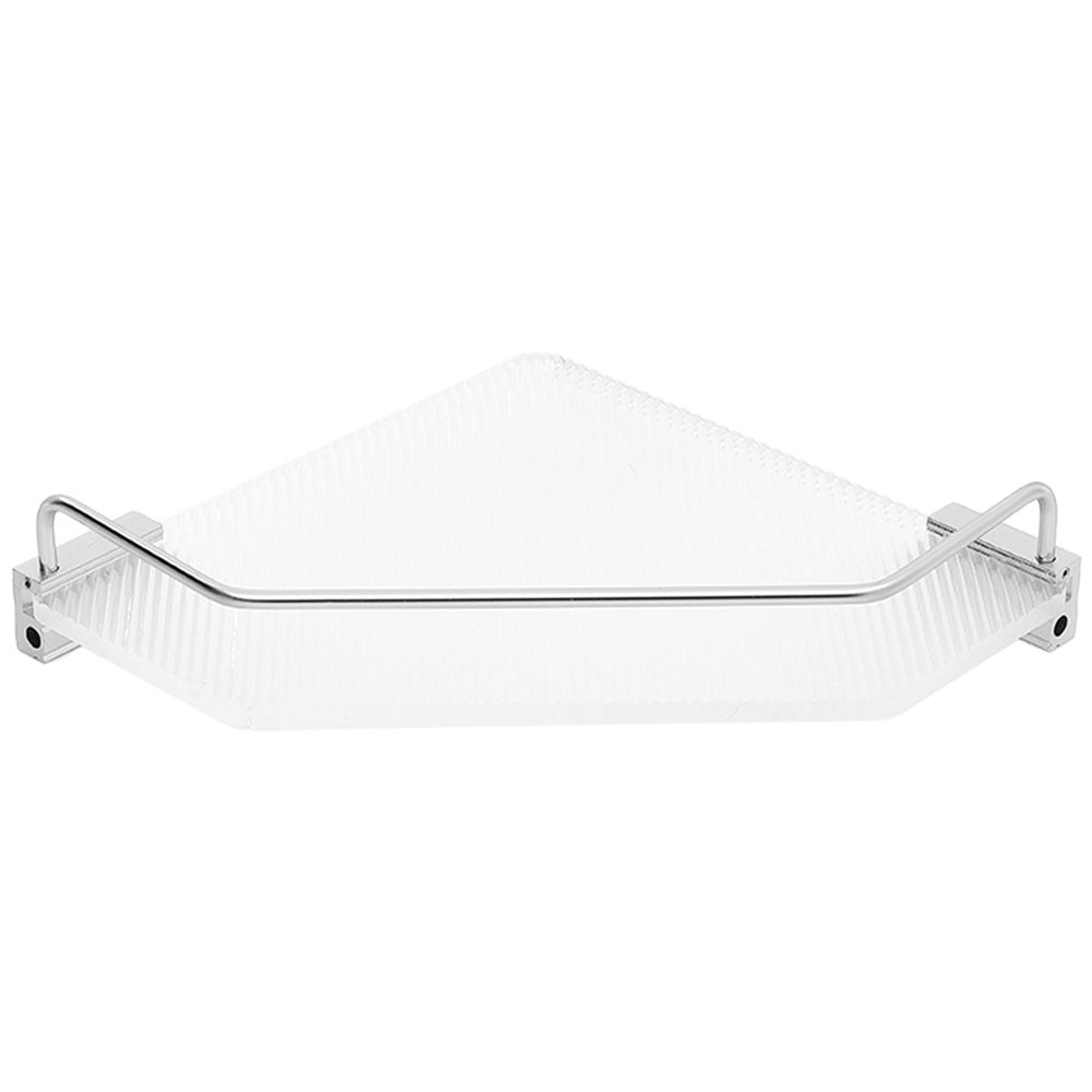 Living and Home Single Tier Acrylic Bathroom Corner Shelf Image 1