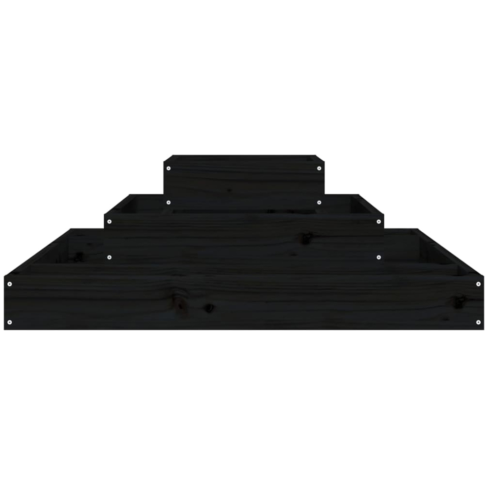 vidaXL 3-Tier Black Solid Pine Wood Garden Planter 27 x 80 x 80cm Image 3