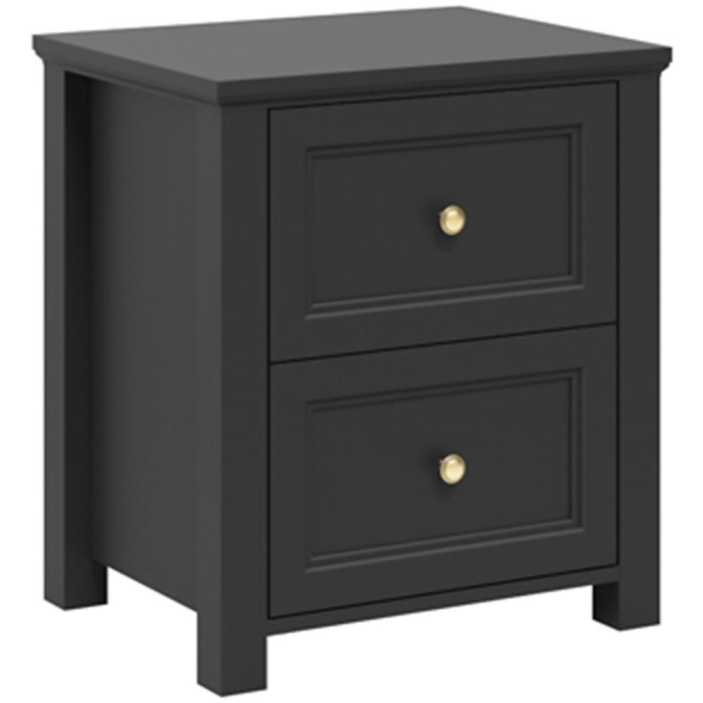 Ives 2 Drawer Black Bedside Cabinet Image 2