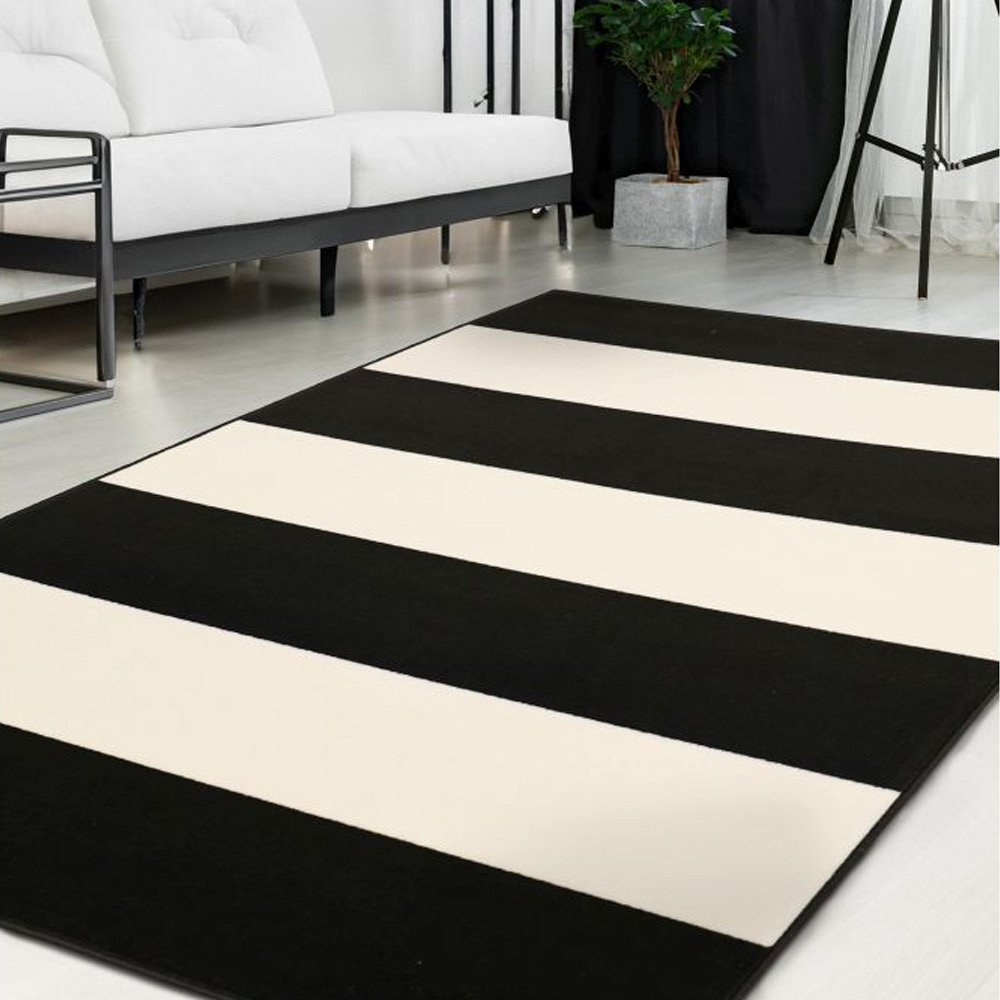 Homemaker Maestro Black Bold Line Rug 120 x 160cm Image 1