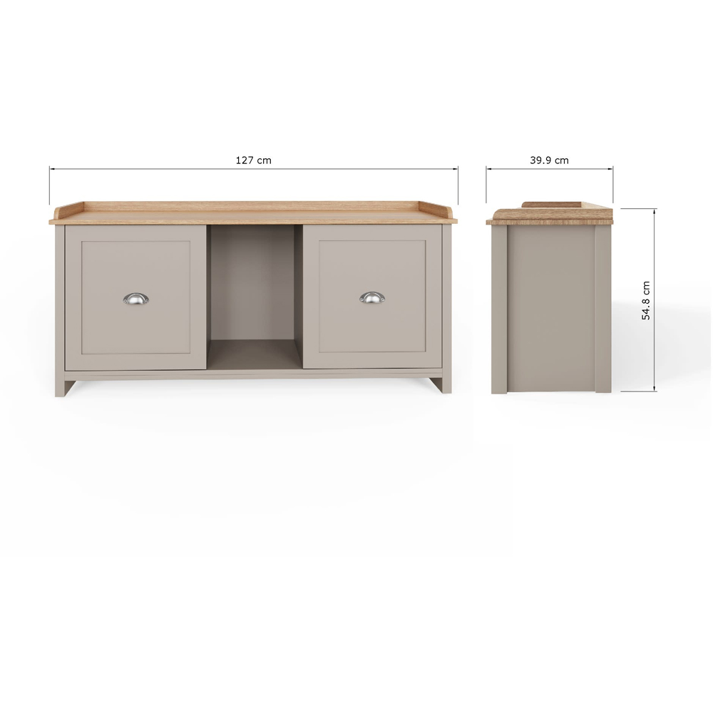 GFW Lancaster 2 Door Grey and Oak Shoe Bench Image 9