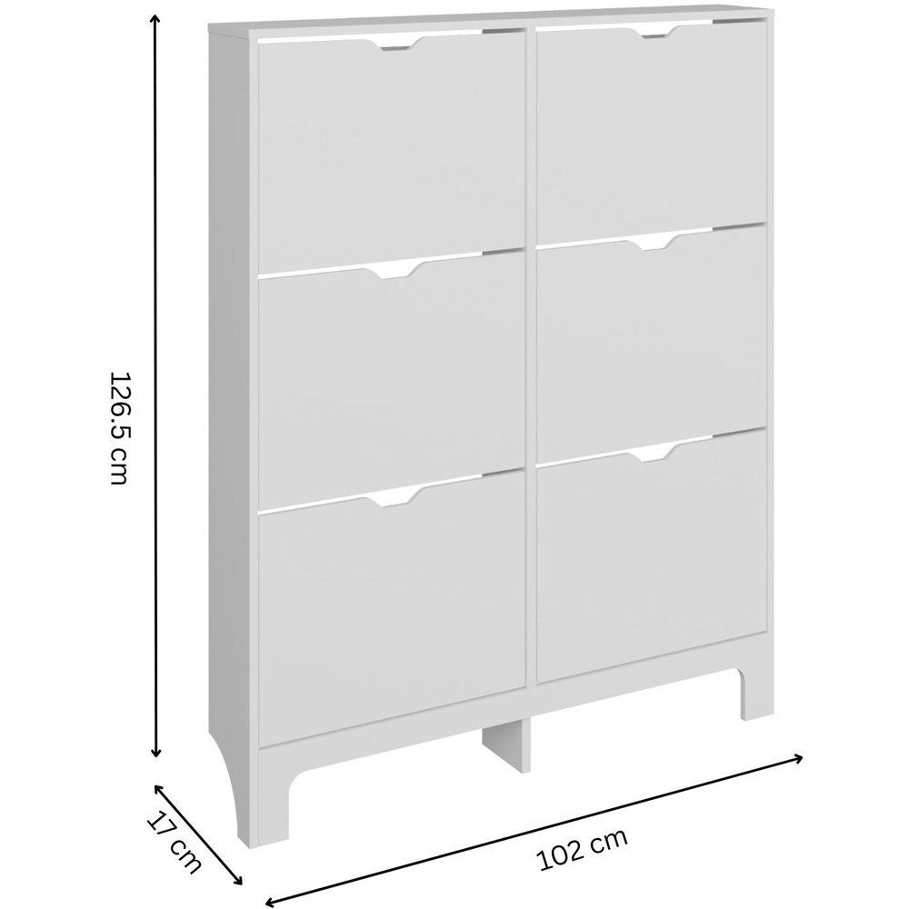 GFW White Narrow 6 Drawer Shoe Cabinet Image 9