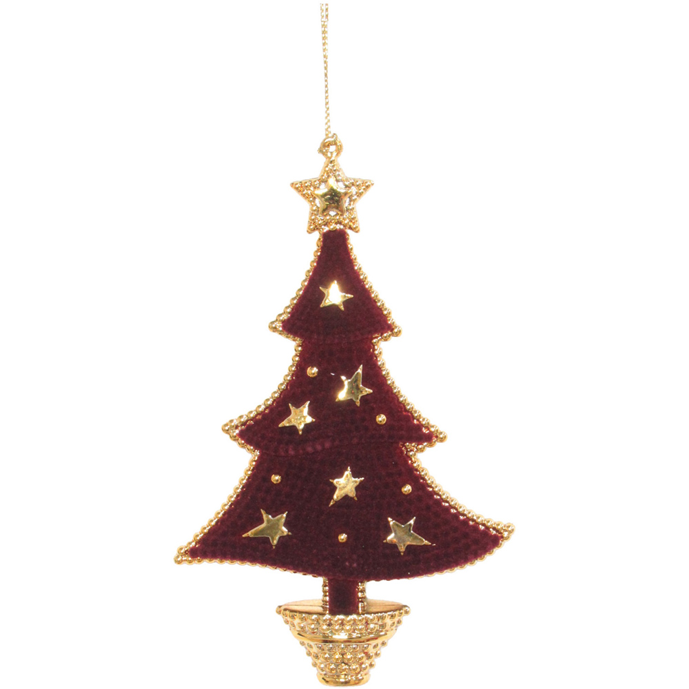 Burgundy and Gold Hanging Tree Decoration Image 1