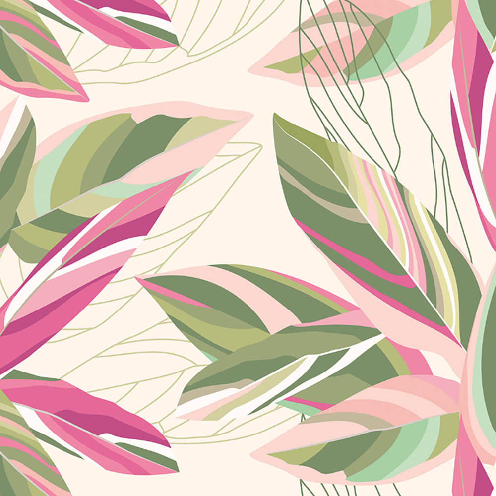 Origin Murals Botanical Calathea Leaves Pink Wall Mural Image 2