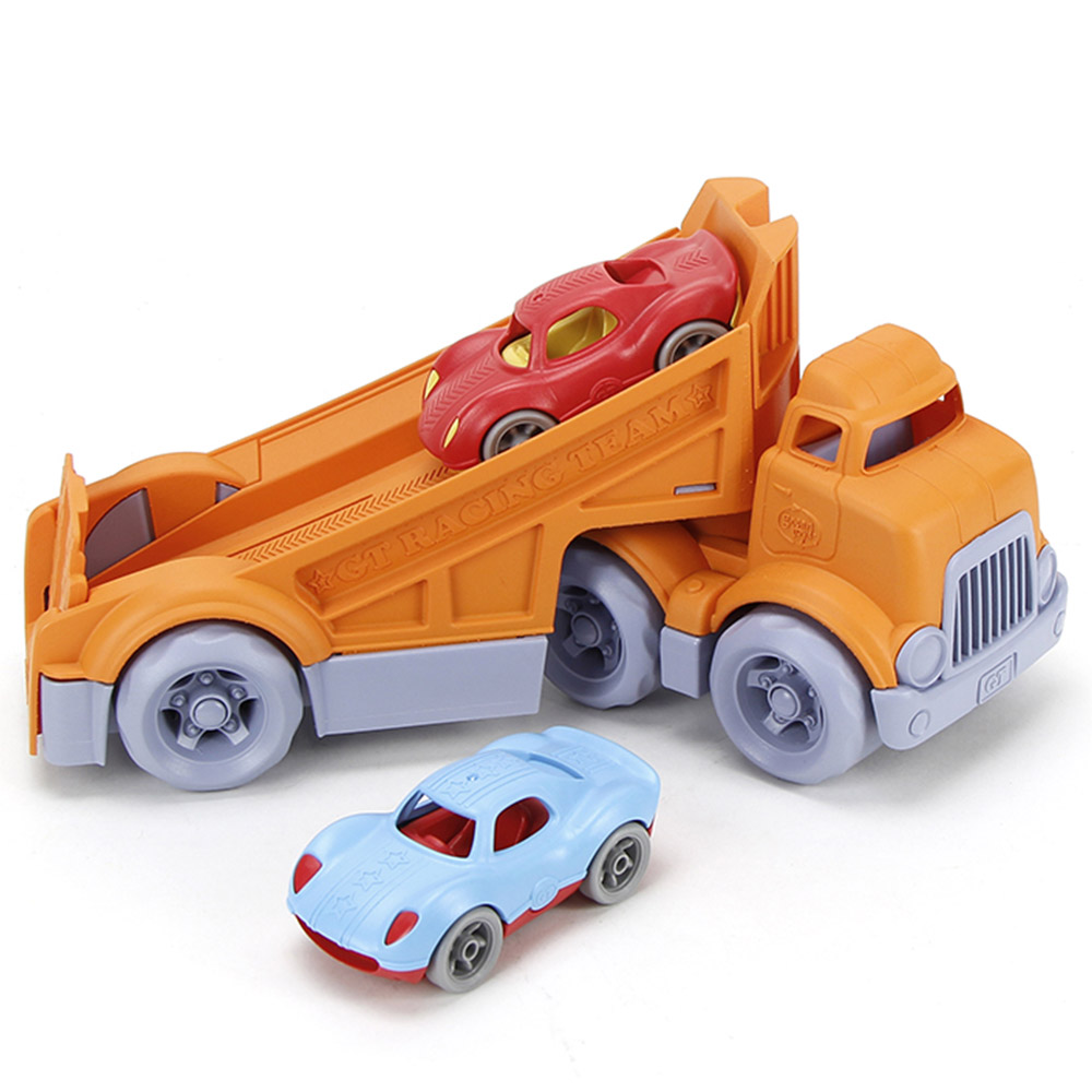 BigJigs Toys Green Toys Racing Truck and 2 Race Cars Image 6