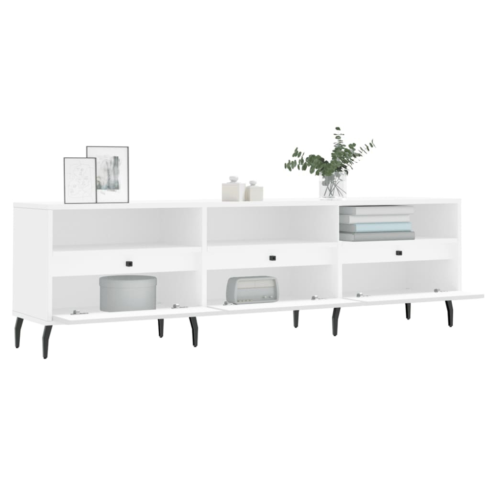 vidaXL 3 Door 3 Shelf White TV Cabinet Image 4
