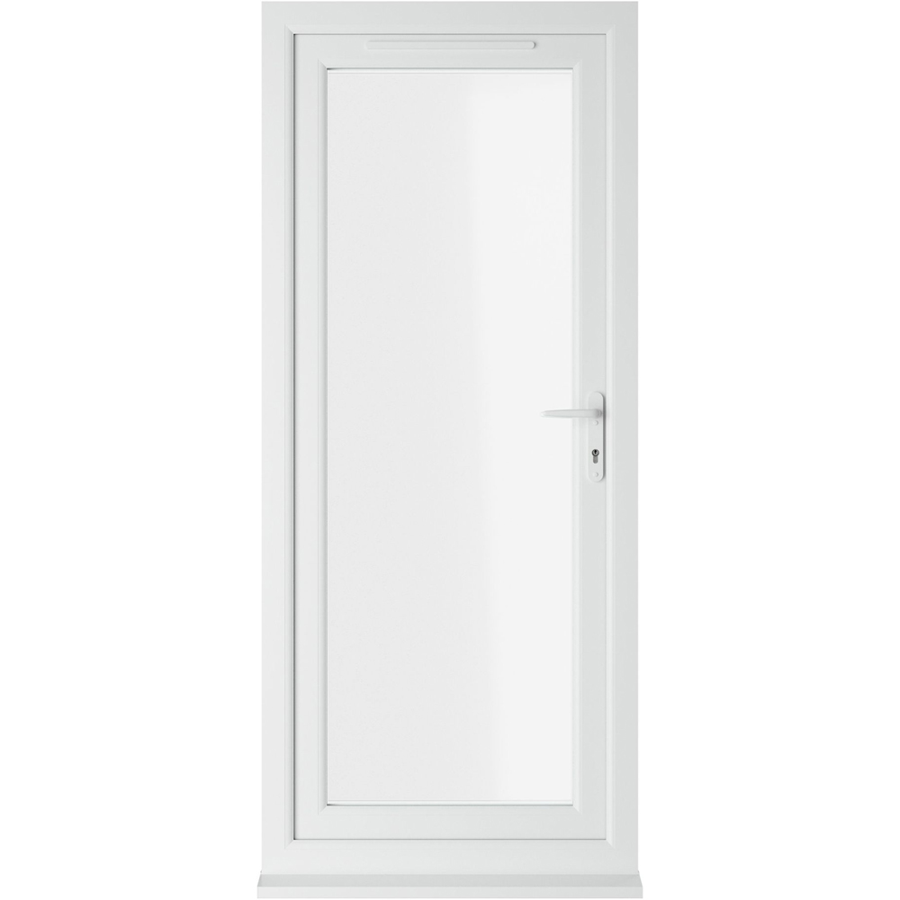 Crystal uPVC Triple Glazed Door Full Glass Left hand White Clear Glass 890x2090mm Image 1