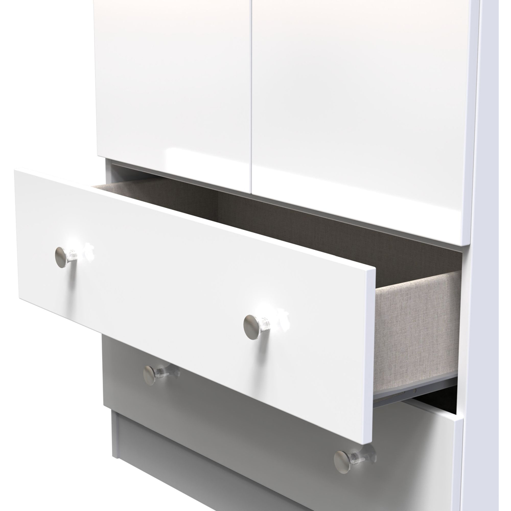 Crowndale Yarmouth 2 Door 2 Drawer White Tall Wardrobe Ready Assembled Image 7