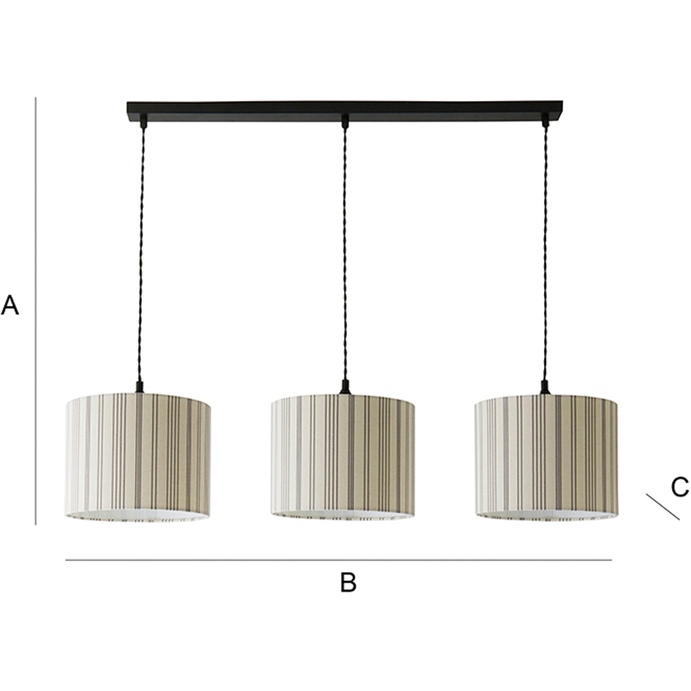 ValueLights Hallie Linen Stripe Drum Shade 3 Drop Black Diner LED Ceiling Pendant Light Image 7