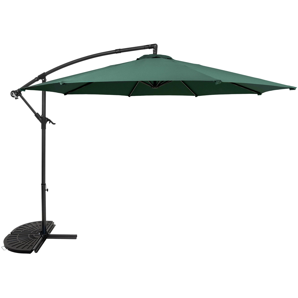 MonsterShop Green Cantilever Parasol with Half Fan Base 3m Image 1
