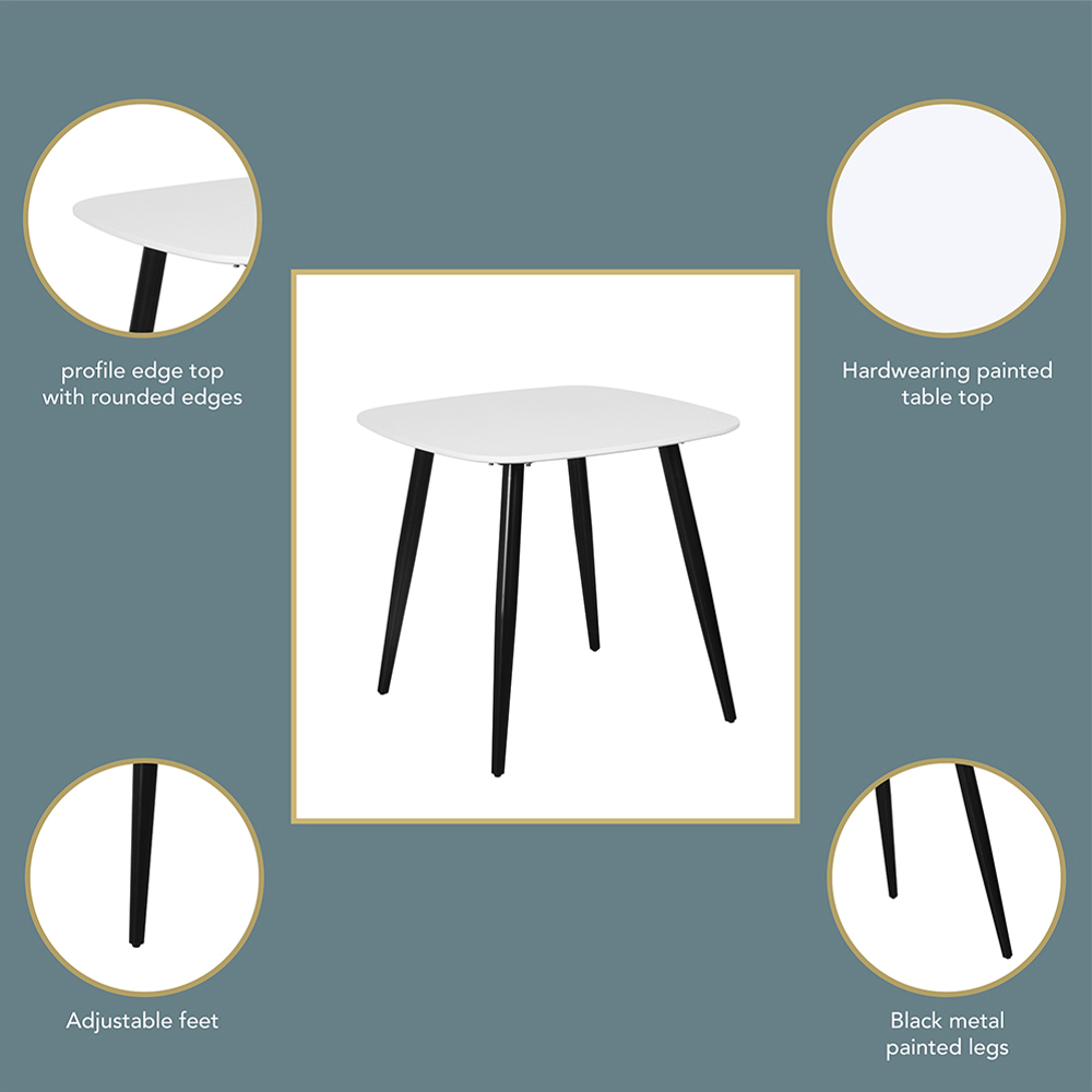 Core Products Aspen 2 Seater Square Dining Table Black and White Image 3