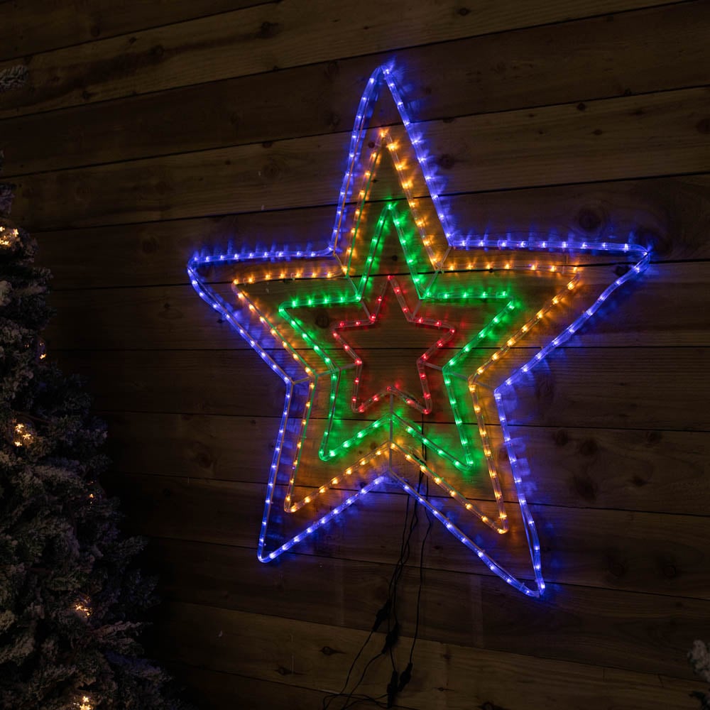 Samuel Alexander Multicolour LED Hanging Christmas Star Rope Light 1.7 x 1.3m Image 8