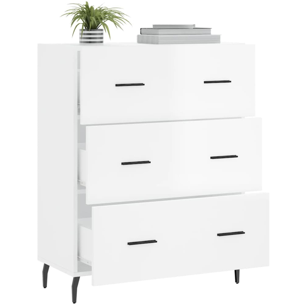 vidaXL 3 Drawer High Gloss White Sideboard Image 4