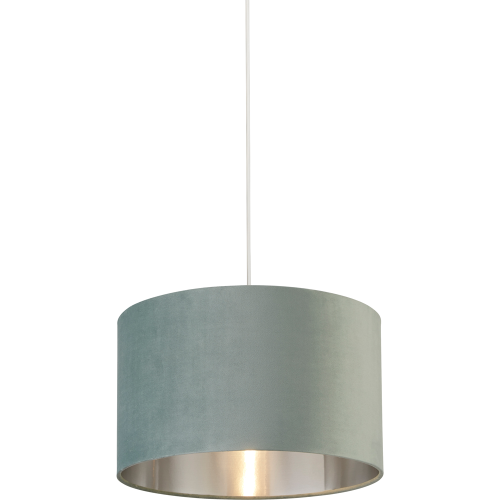 Lighting Collection Sage Green Silver Inner Velvet Drum Shade 40cm Image 3