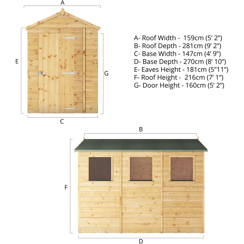 Mercia 9 x 5ft Modular Shiplap Apex Shed Image 9