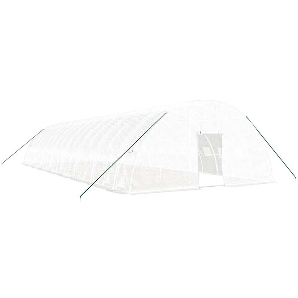 vidaXL White Polyethylene Galvanised Steel Frame 52.4 x 19.6ft Greenhouse Image 1