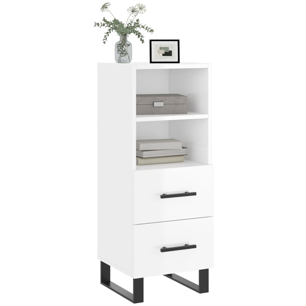 vidaXL 2 Drawer 2 Shelf White Sideboard Image 3