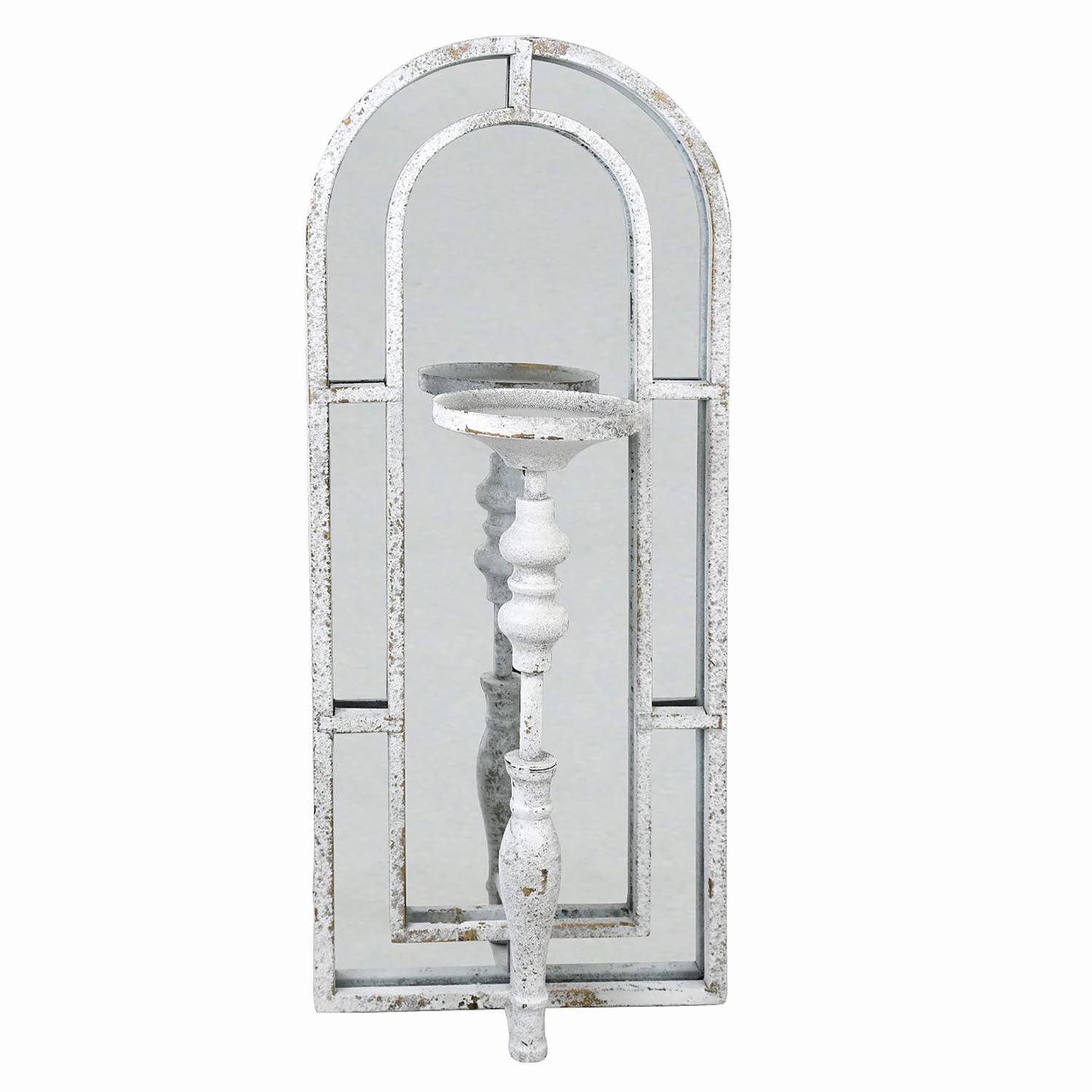 Rustic Arched Mirrored Candle Holder - Grey Image 1