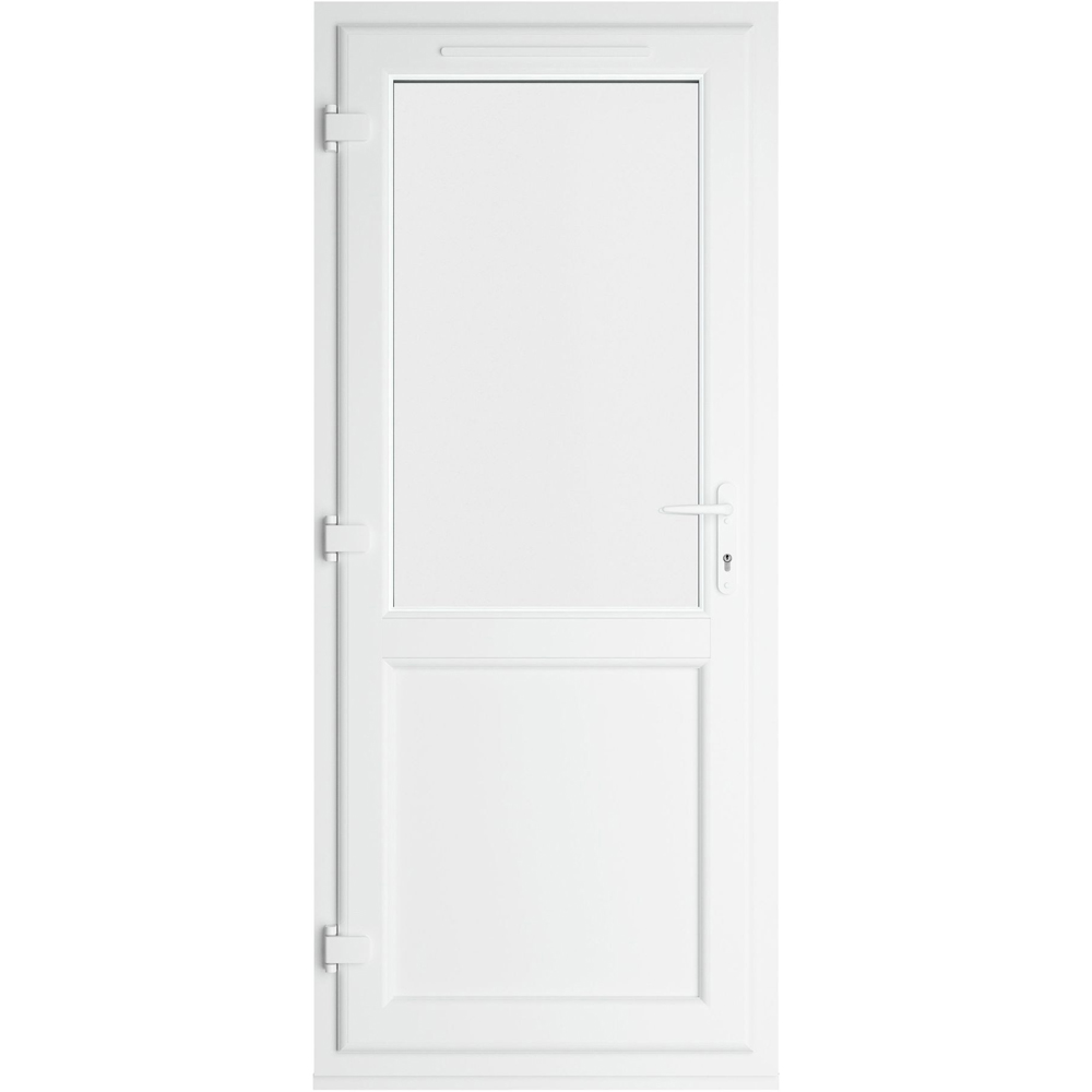 Crystal uPVC Double Glazed Grey White Door Half Glass Half panel Right hand Clear Glass 920x2090mm Image 2