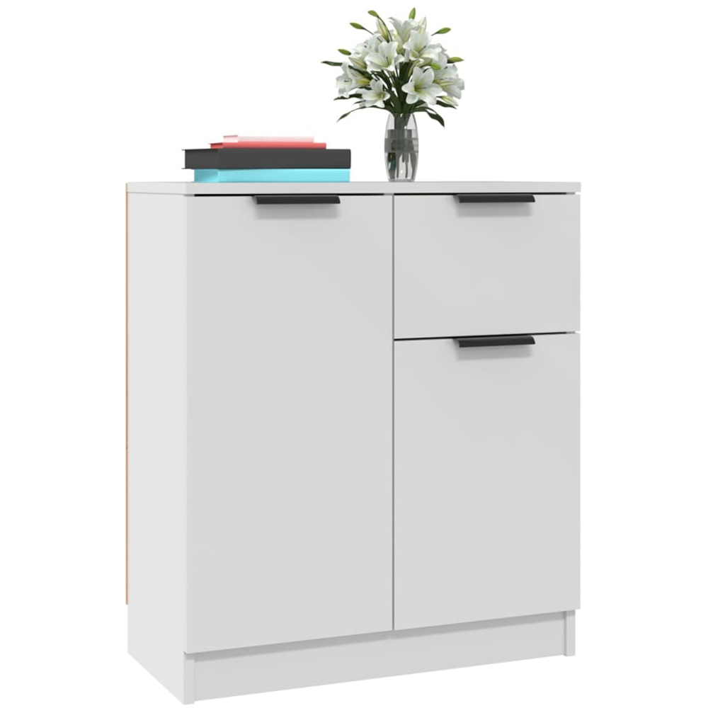 vidaXL 2 Door Single Drawer White Sideboard Set of 2 Image 3