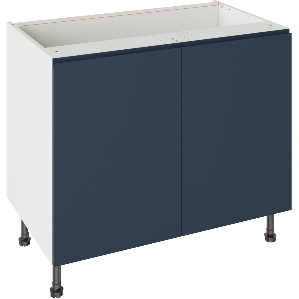 Kitchen Kit J-Pull Matt Indigo Blue Base Kitchen Cabinet Flatpack 1000mm Image 1