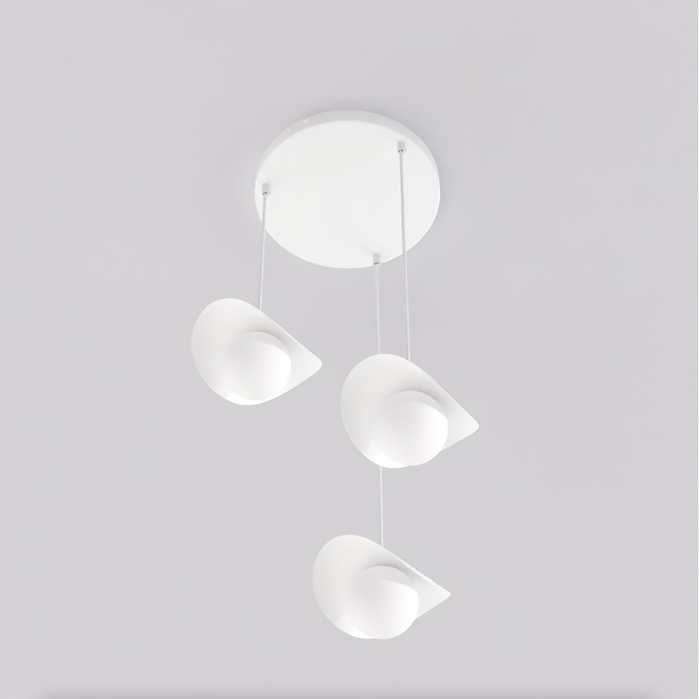 Emibig Ritual 3 Light White Shade White Pendant Lamp Image 3