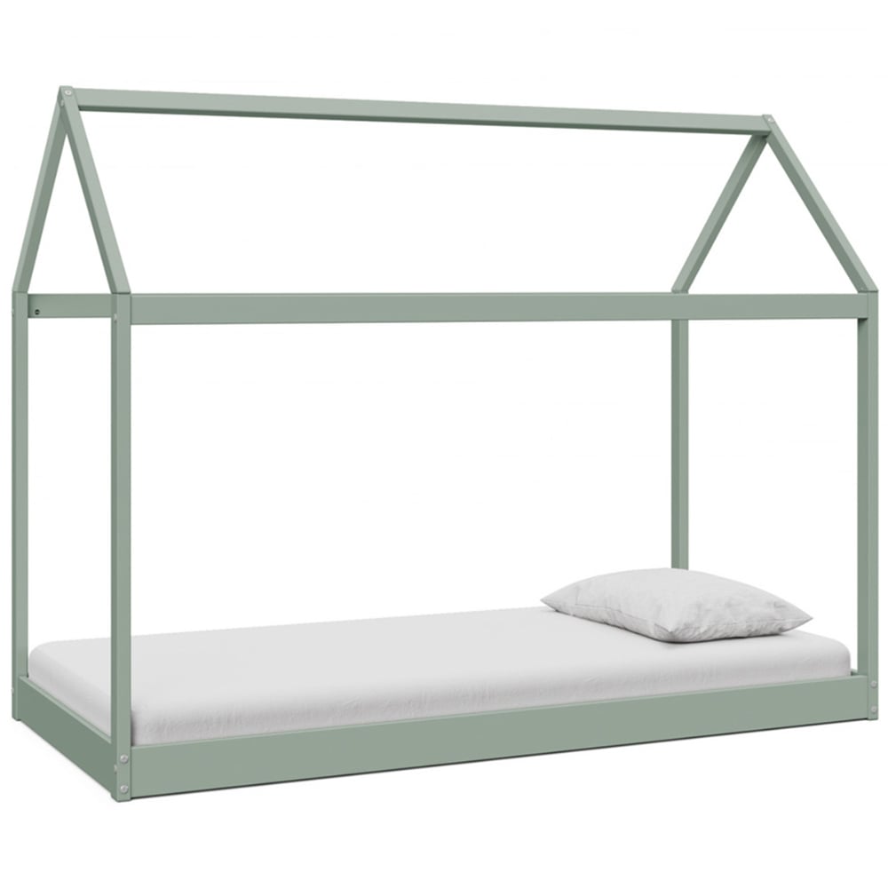 Home Detail Taylor Pastel Green Wooden Kids House Bed Image 2