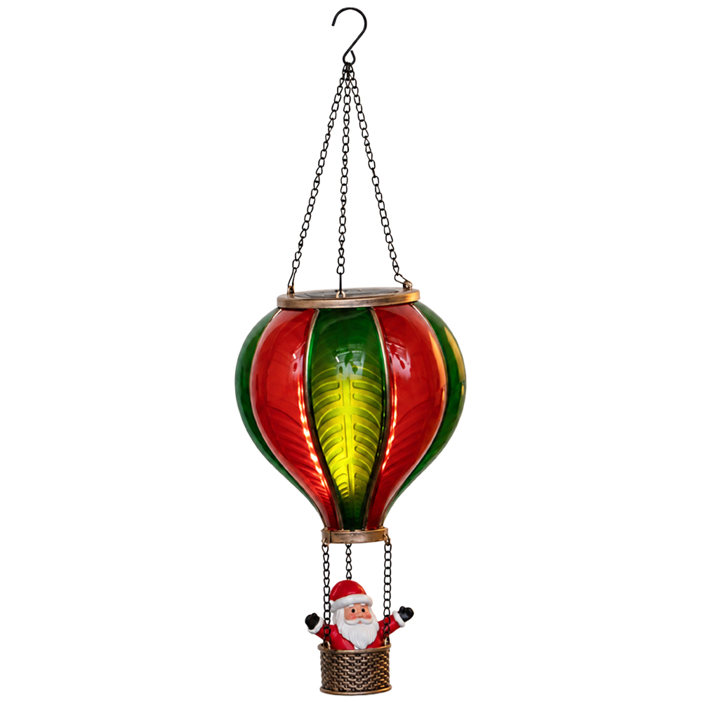 Samuel Alexander 20 White LED Santa Hot Air Balloon Hanging Christmas Decoration 62cm Image