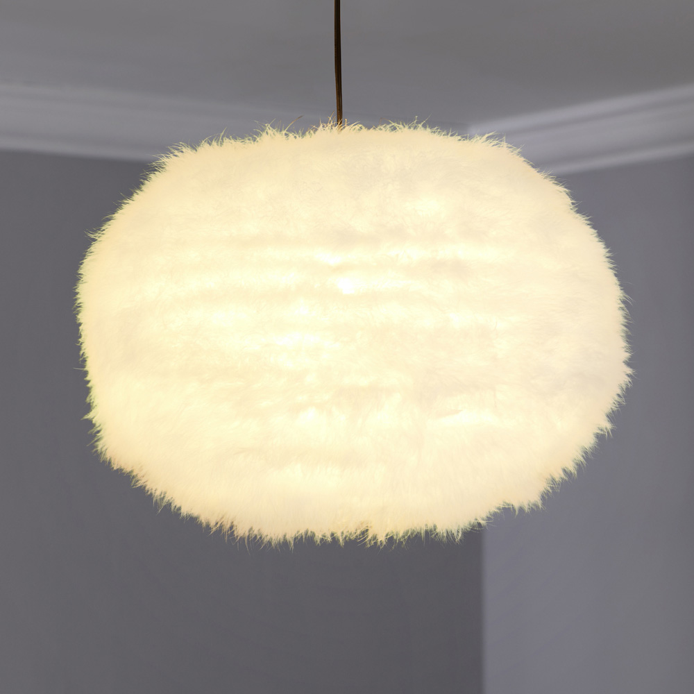 Wilko White Faux Feather Effect Large Pendant Shade Image 6