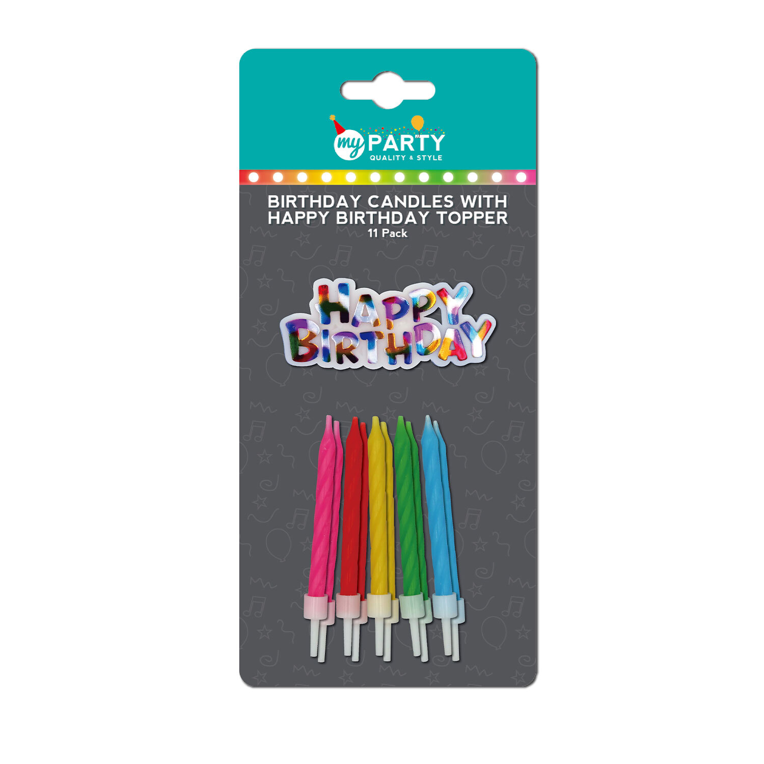 Pack of 11 Birthday Candles and Topper Image 1