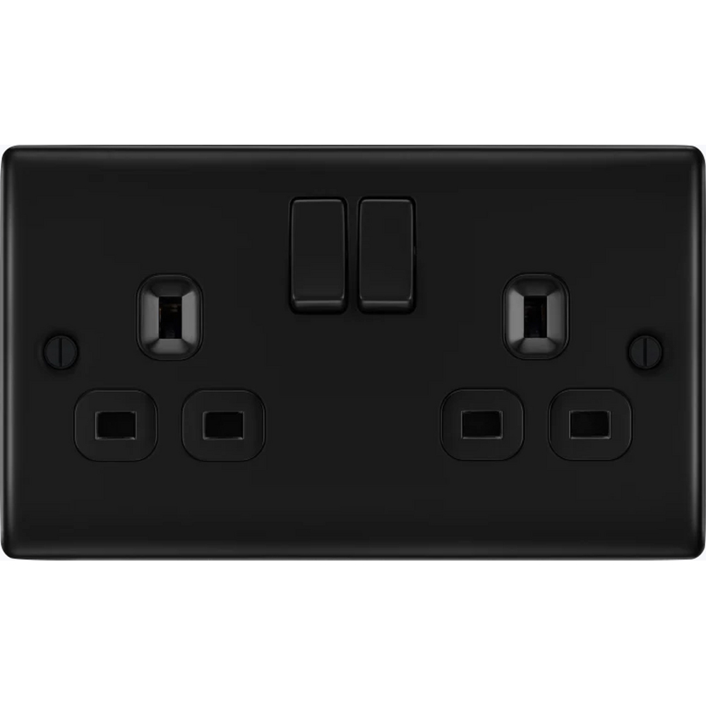 BG Nexus Metal 2 Gang Socket Matt Black Image 2
