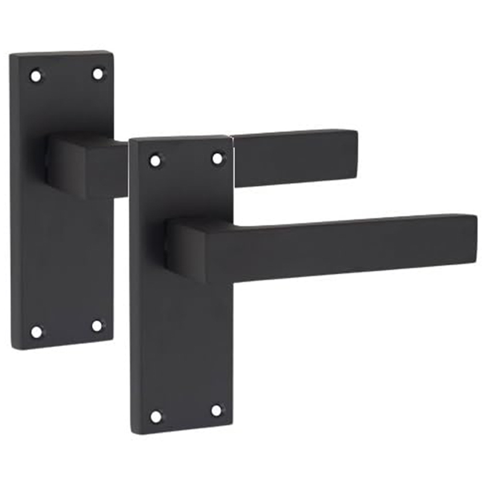 Golden Grace Matt Black Victorian Straight Delta Latch Door Handle Pair 120 x 40mm Image