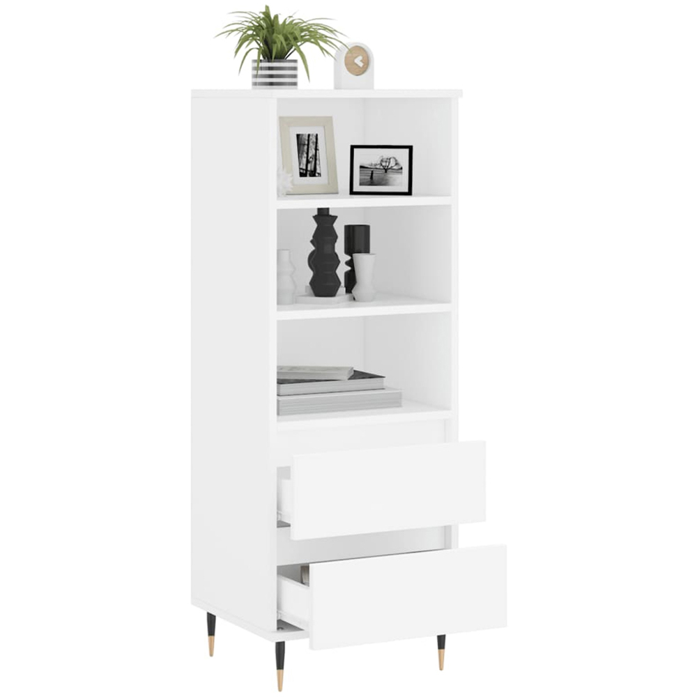 vidaXL 2 Drawer 3 Shelf White Highboard Image 4