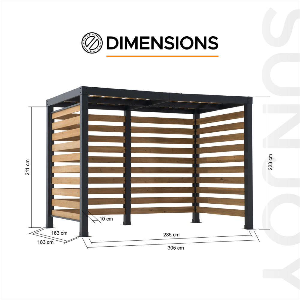Sunjoy Marao 1.91 x 3.13m Black and Brown Steel Pergola Image 7
