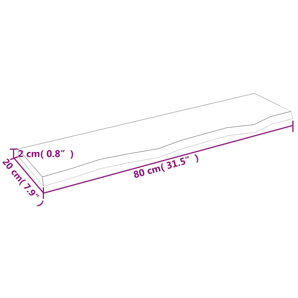 vidaXL 80 x 20 x 2cm Light Brown Treated Solid Wood Oak Wall Shelf Image 6