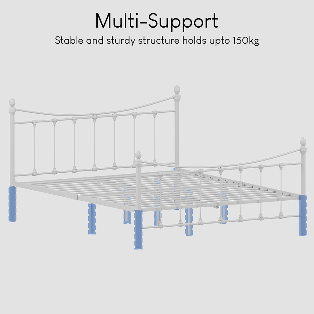 Vida Designs Paris Double White Metal Bed Frame Image 5